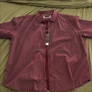 Men's Burgundy Polka Dot Button Down Shirt